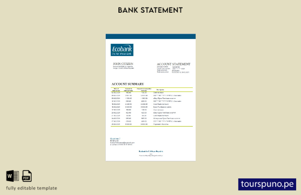 listo para imprimir plantilla de word   extracto bancario de Ecobank de la Repúb